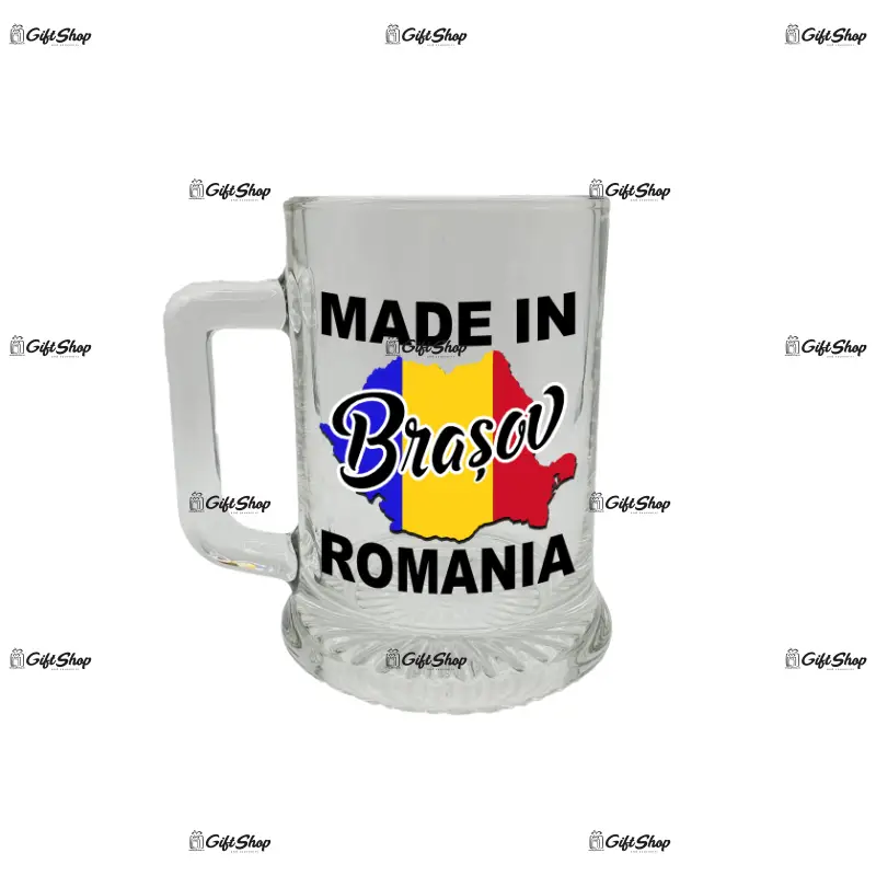 Made in brasov romania, halba cu mesaj